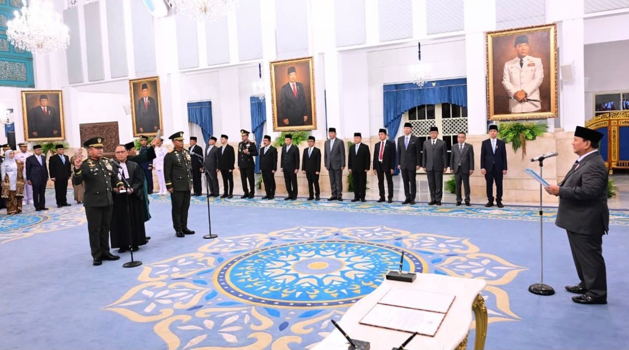 Suasana pelantikan kabinet Merah Putih di Istana Negara