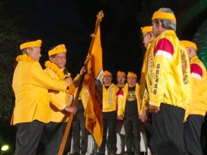 Ketua Umum Partai Golkar Bahlil Lahadalia melantik seluruh pengurus Dewan Pengurus Daerah (DPD) Partai Golkar se-Bali, bertempat di Monumen Gong Perdamaian Dunia, Desa Budaya Kertalangu, Denpasar, Sabtu (3/10/2026).